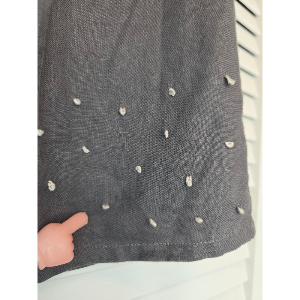BODEN Linen A Line Skirt Sz 8L Gray Raised Embroidered Swiss Dots Preppy Coastal - Picture 12 of 12